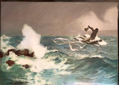 Painting Restoration after restoration by Art Elements — Ocean with log painting